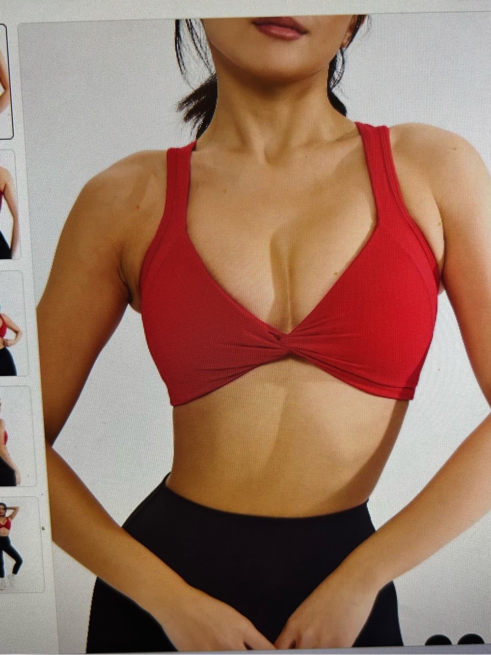 BuffBunny Red Twist-Front V-Neck Sports Bralette
